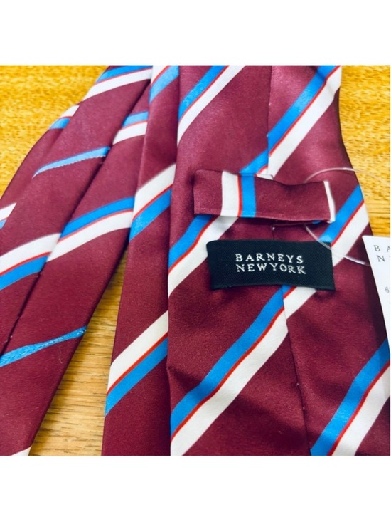 Barneys New York Other - Men's Barneys New York Striped Burgundy Blue Tie